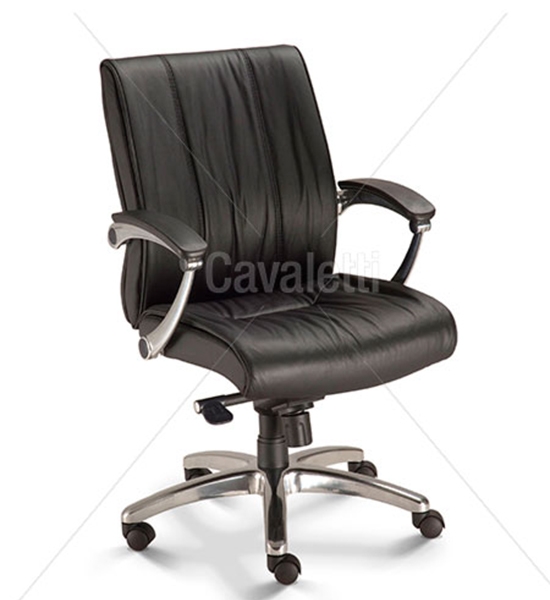 Cadeira para escritório giratória Diretor 20202 - Couro Natural - Linha Prime - Cavaletti - Base em Alumínio