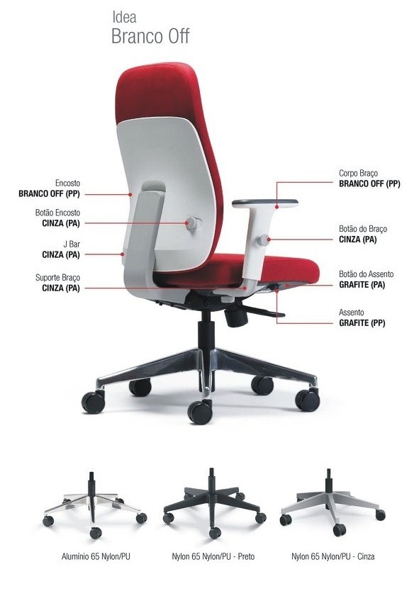 Cadeira para escritório giratória média 40202 Reunião - Linha Idea - Cavaletti - Base Alumínio - 