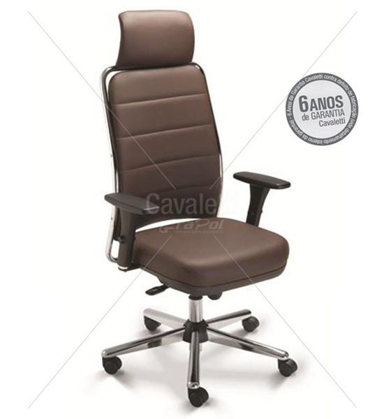 Cadeira para escritório giratória presidente 16501 AC - Syncron - Linha NewNet Soft - Braço 3D - Cavaletti - Base Estampada Cromada
