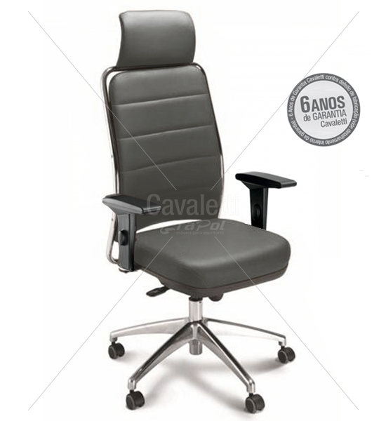 Cadeira para escritório giratória presidente 16501 AC - Syncron - Linha NewNet Soft - Braço SL - Cavaletti - Base Alumínio