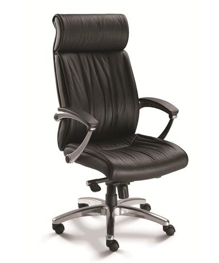 Cadeira para escritório giratória presidente 20201 Sincron Excêntrico - Couro Natural - Linha Prime - Cavaletti - Base em Alumínio
