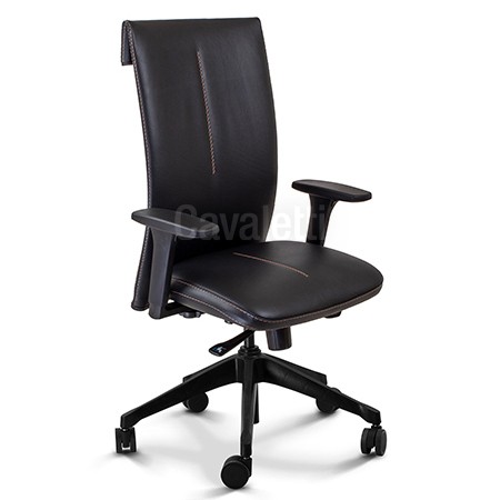 Cadeira para escritório giratória presidente 45101 - BRAÇO 4D-CA - SYNCRON- Regulagem Profundidade no Assento - Linha Leef - Cavaletti - Base UP em Nylon