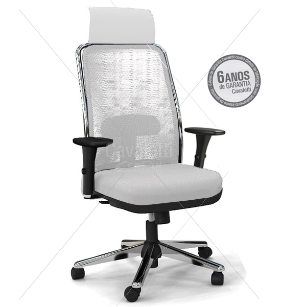 Cadeira para escritório giratória presidente 16001 AC - Syncron - (LR) - Linha NewNet - Braço SL - Cavaletti - Base Estampada Cromada
