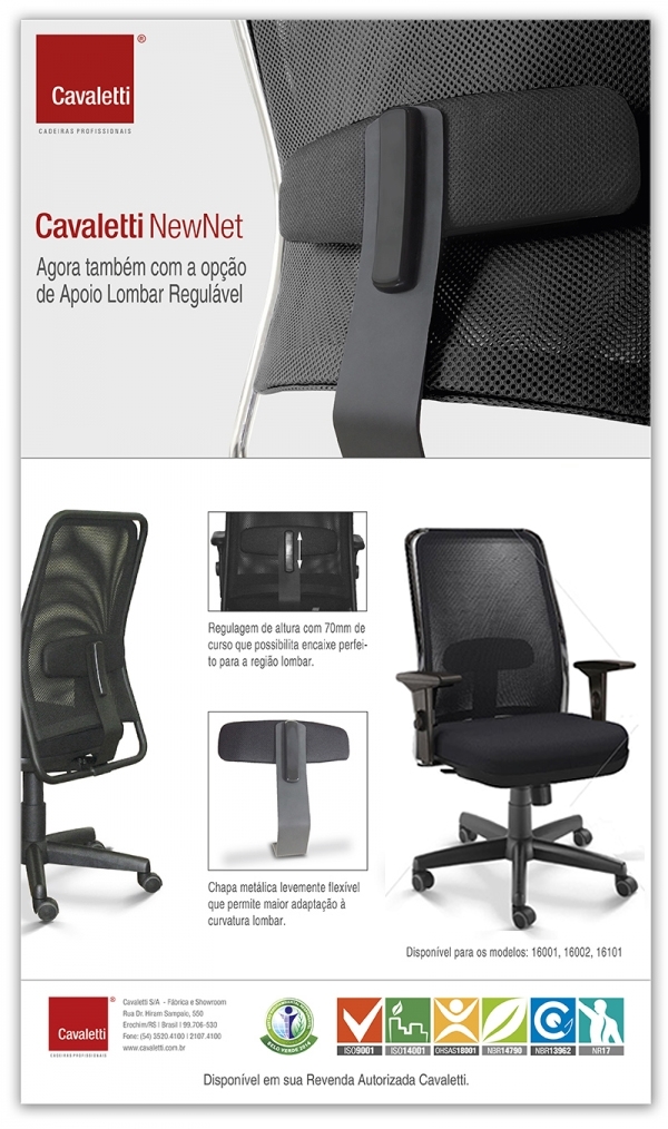 Cadeira para escritório giratória presidente 16001 - (LR) - Syncron - Braço SL - Linha NewNet - Cavaletti - Base Polaina - 