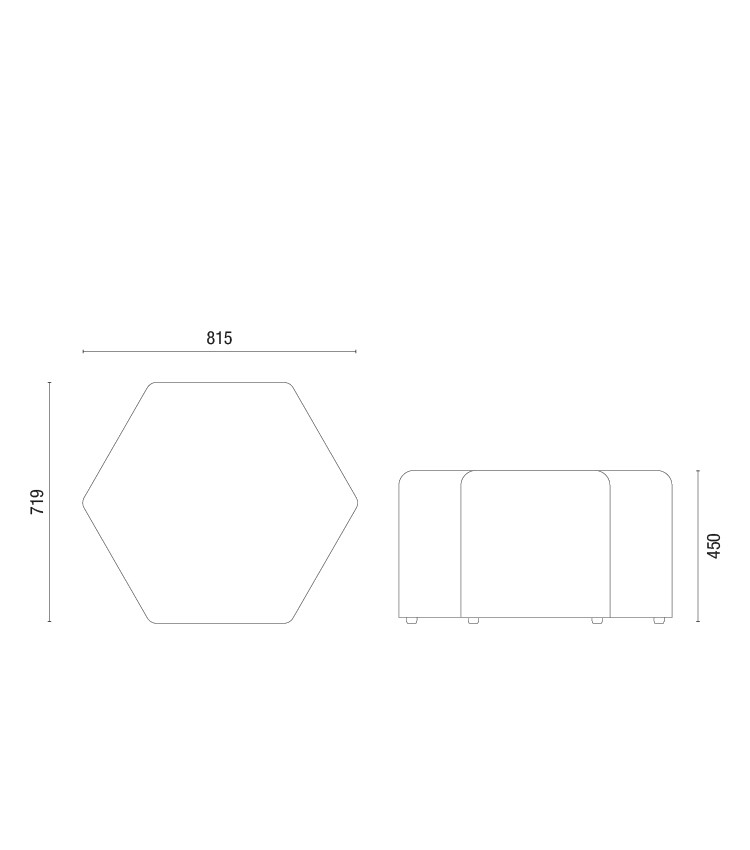 Puff Hexagonal Regular Médio 36645 - Altura 450mm x Profundidade 815mm x Largura 719mm - Linha Fun - Cavaletti - 