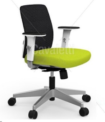 Cadeira para escritório giratória média 40202 - Syncron -Linha Idea - Braço 2D - Cavaletti - Base Alumínio