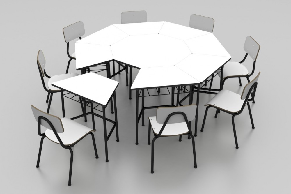 Conjunto de mesas e cadeiras OITAVADO INFANTIL (1 à 5 anos) Branco ou Bege - Dellus