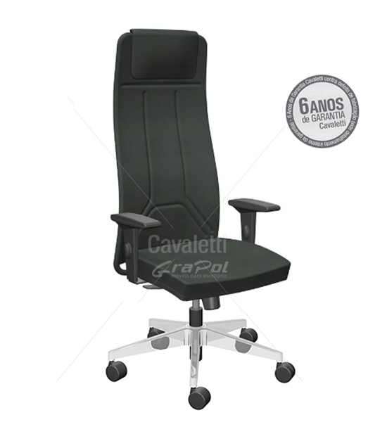 Cadeira para escritório giratória 19001 L - Syncron - Linha Way - Braço SL - Cavaletti - Base Alumínio