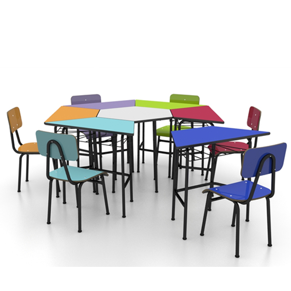Conjunto de mesas e cadeiras SEXTAVADO JUVENIL (6 à 10 anos) colorido - Dellus
