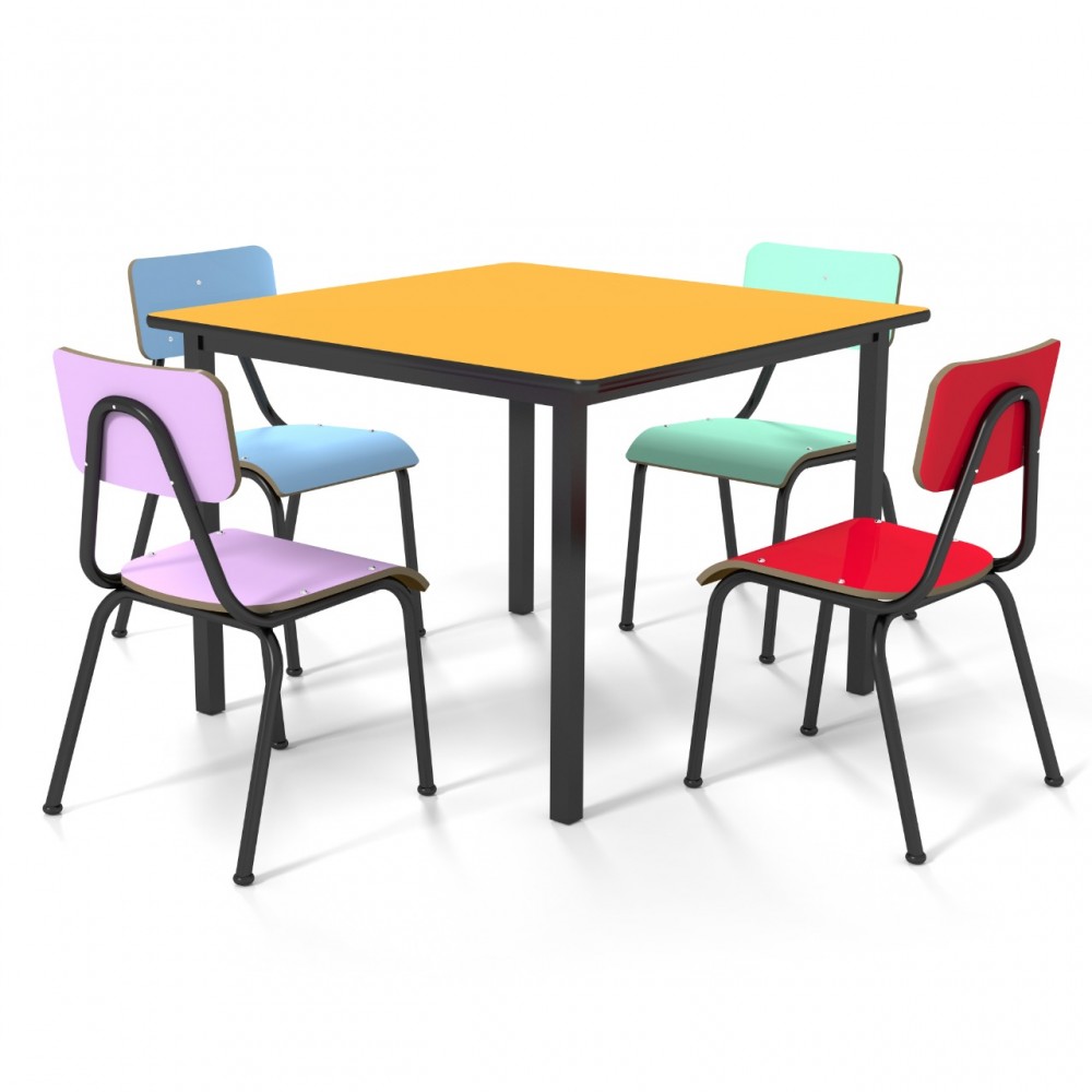 Conjunto de mesa infantil (1 à 5 anos) 1 mesa + 4